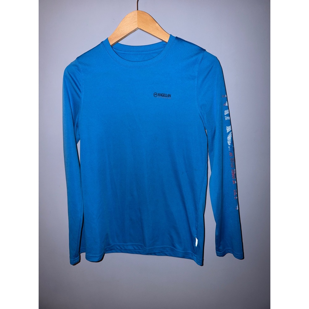 Magellan Outdoors Fish Gear‎ Kids Blue Long Sleeve Performance Shirt Large L